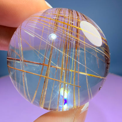 High Grade Gold Rutile Quartz Small Sphere