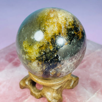 Pyrite in Golden Healer Quartz Medium Sphere