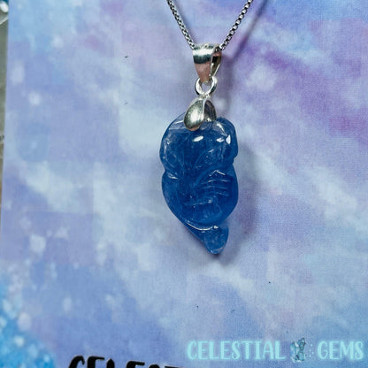 Tanzanite Lucky Fox Pendant on 925 Silver Chain Necklace