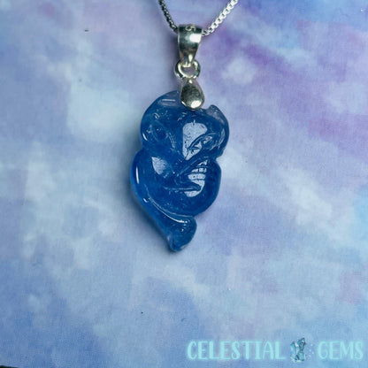 Tanzanite Lucky Fox Pendant on 925 Silver Chain Necklace