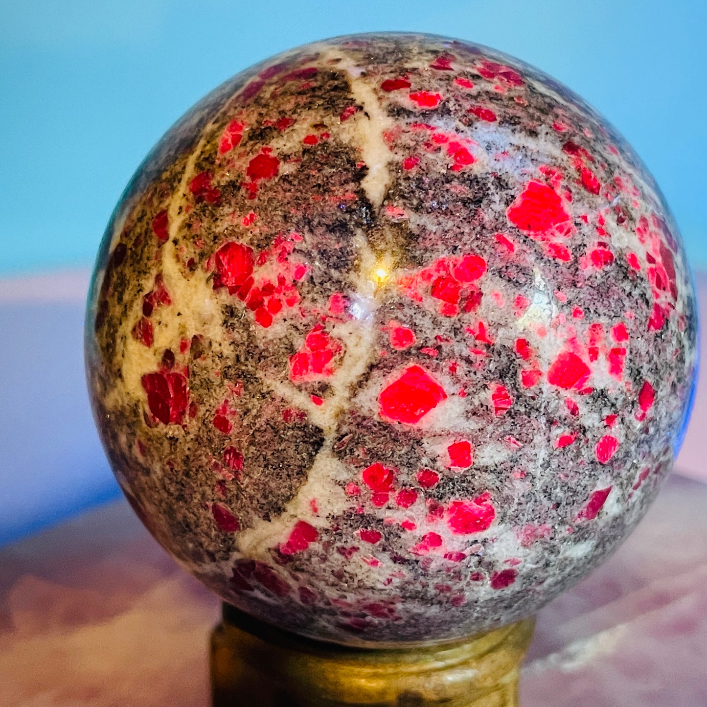 Ruby in Granite Large Sphere