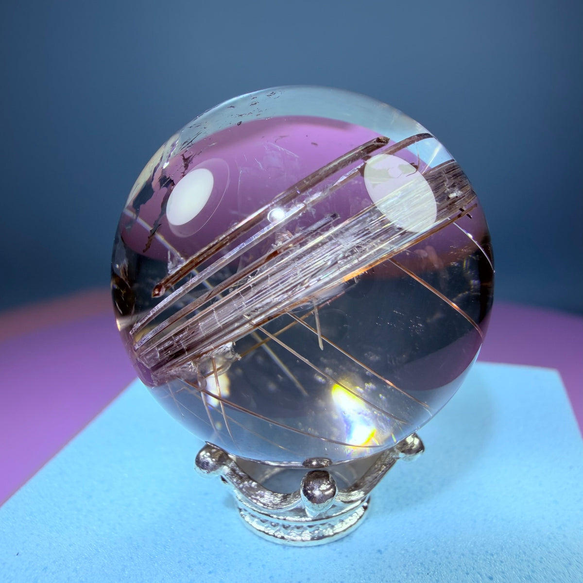 Silver Rutile Quartz Small Sphere