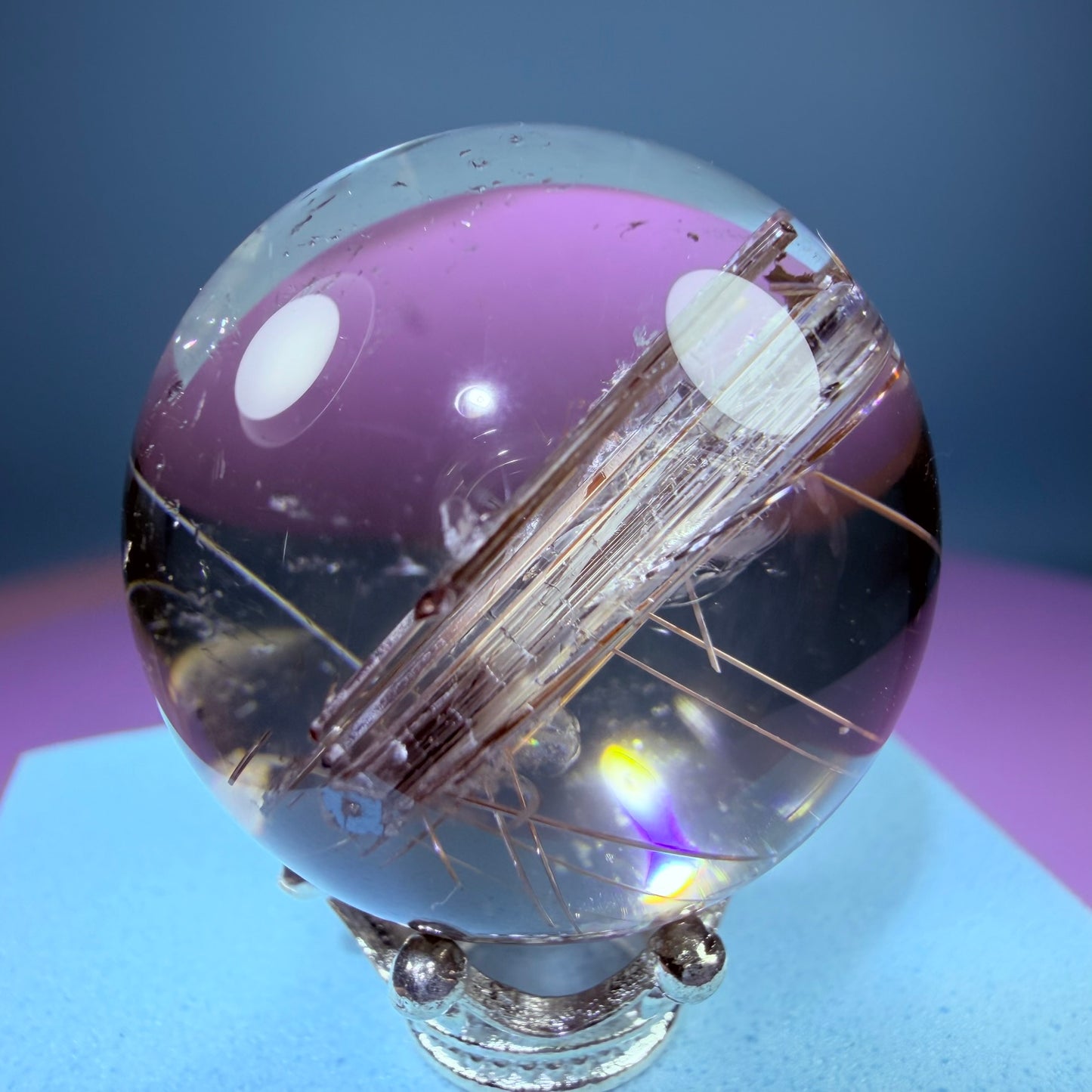 Silver Rutile Quartz Small Sphere