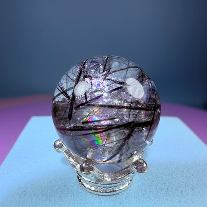 Rainbow Black Tourmaline in Quartz Mini Sphere