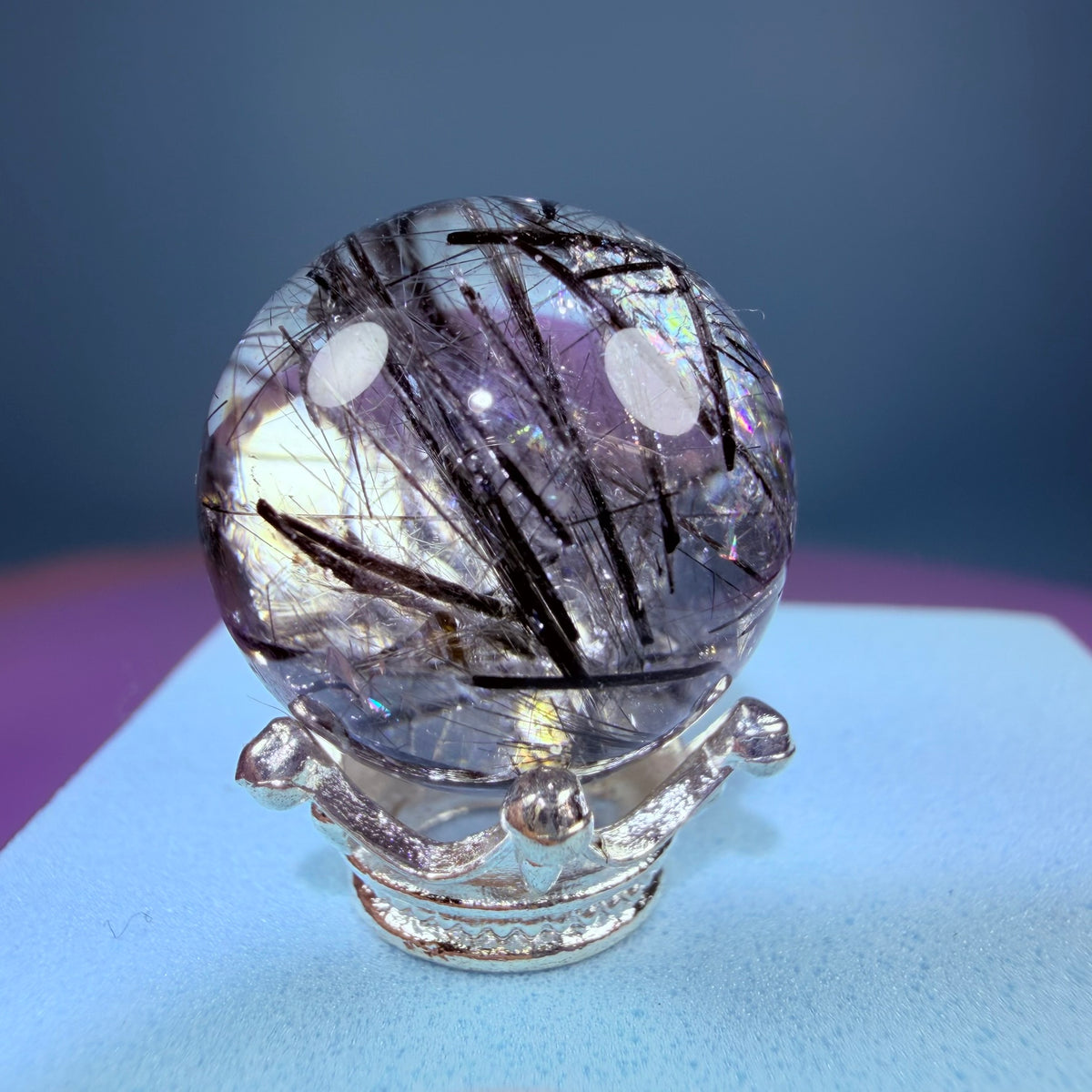 Rainbow Black Tourmaline in Quartz Mini Sphere
