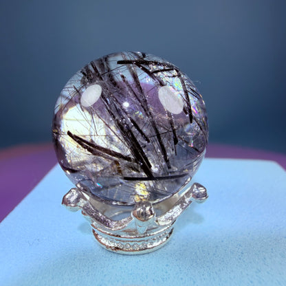 Rainbow Black Tourmaline in Quartz Mini Sphere
