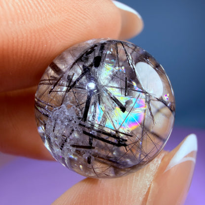 Rainbow Black Tourmaline in Quartz Mini Sphere