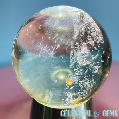 Rare Dumortierite 'Blue Needle' Phantom Citrine Small Sphere