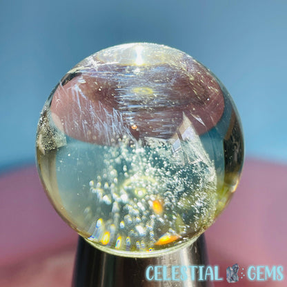 Rare Dumortierite 'Blue Needle' Phantom Citrine Small Sphere