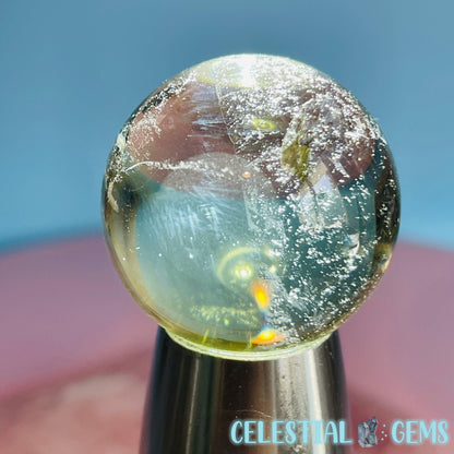 Rare Dumortierite 'Blue Needle' Phantom Citrine Small Sphere