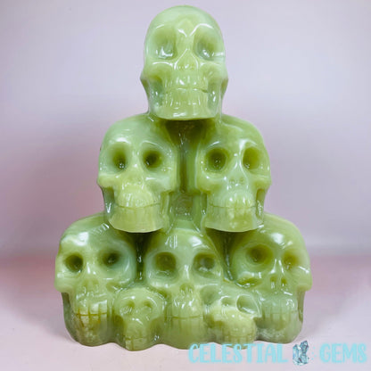 Banded Calcite Skull Pyramid XL Carving A