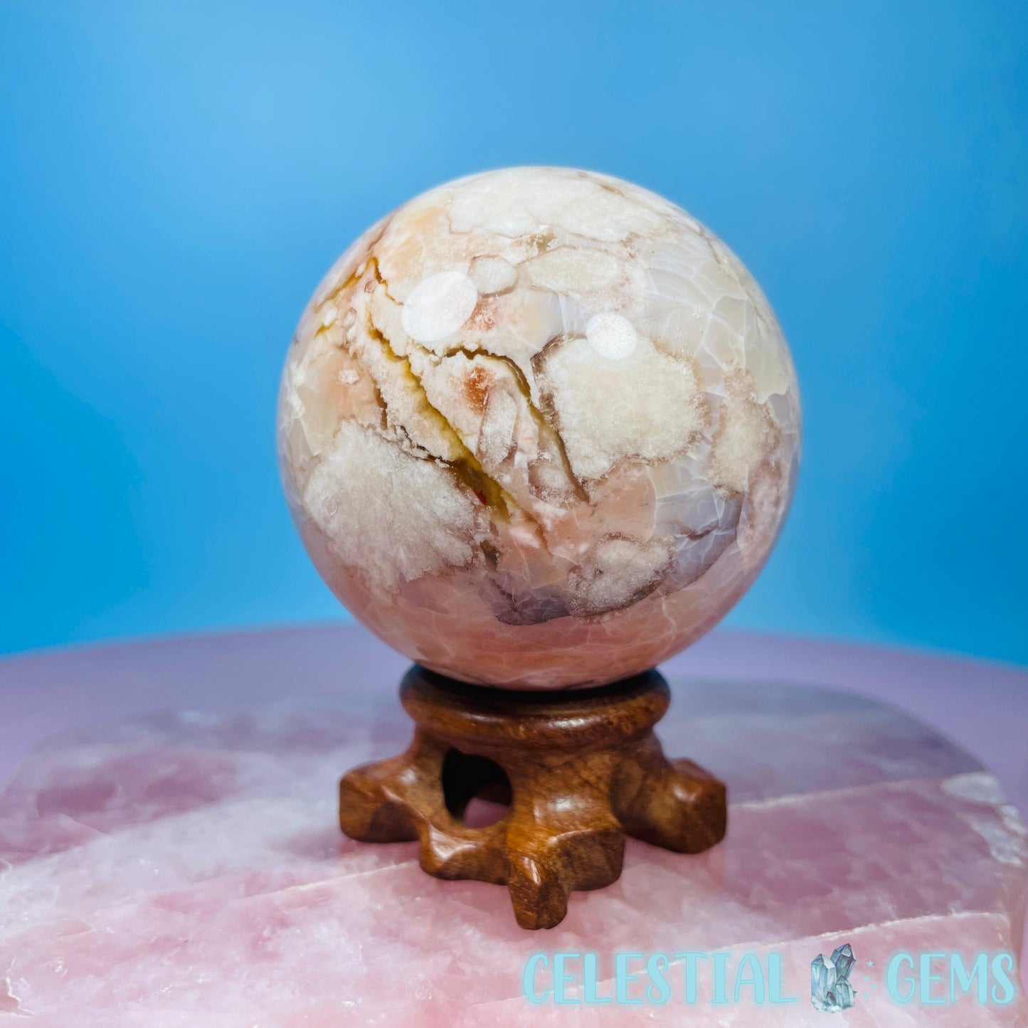 Pink Flower Agate Medium Sphere