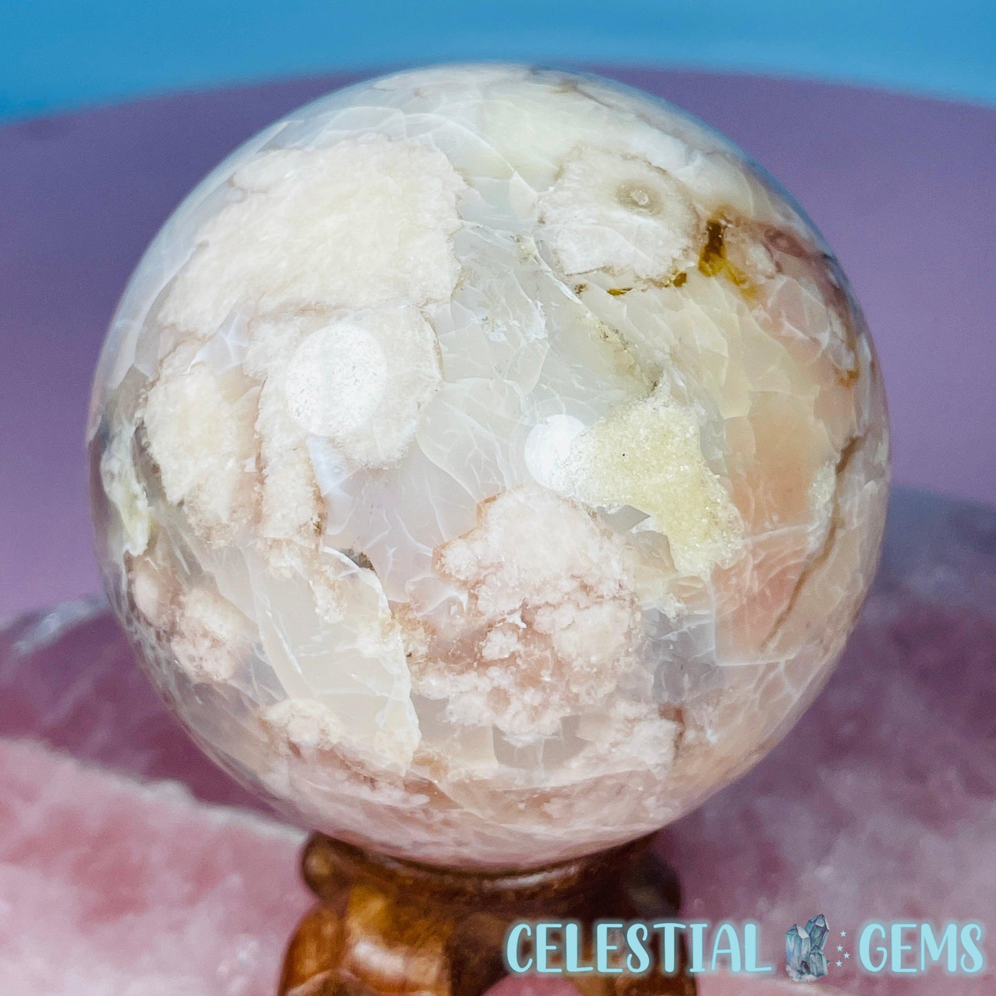 Pink Flower Agate Medium Sphere