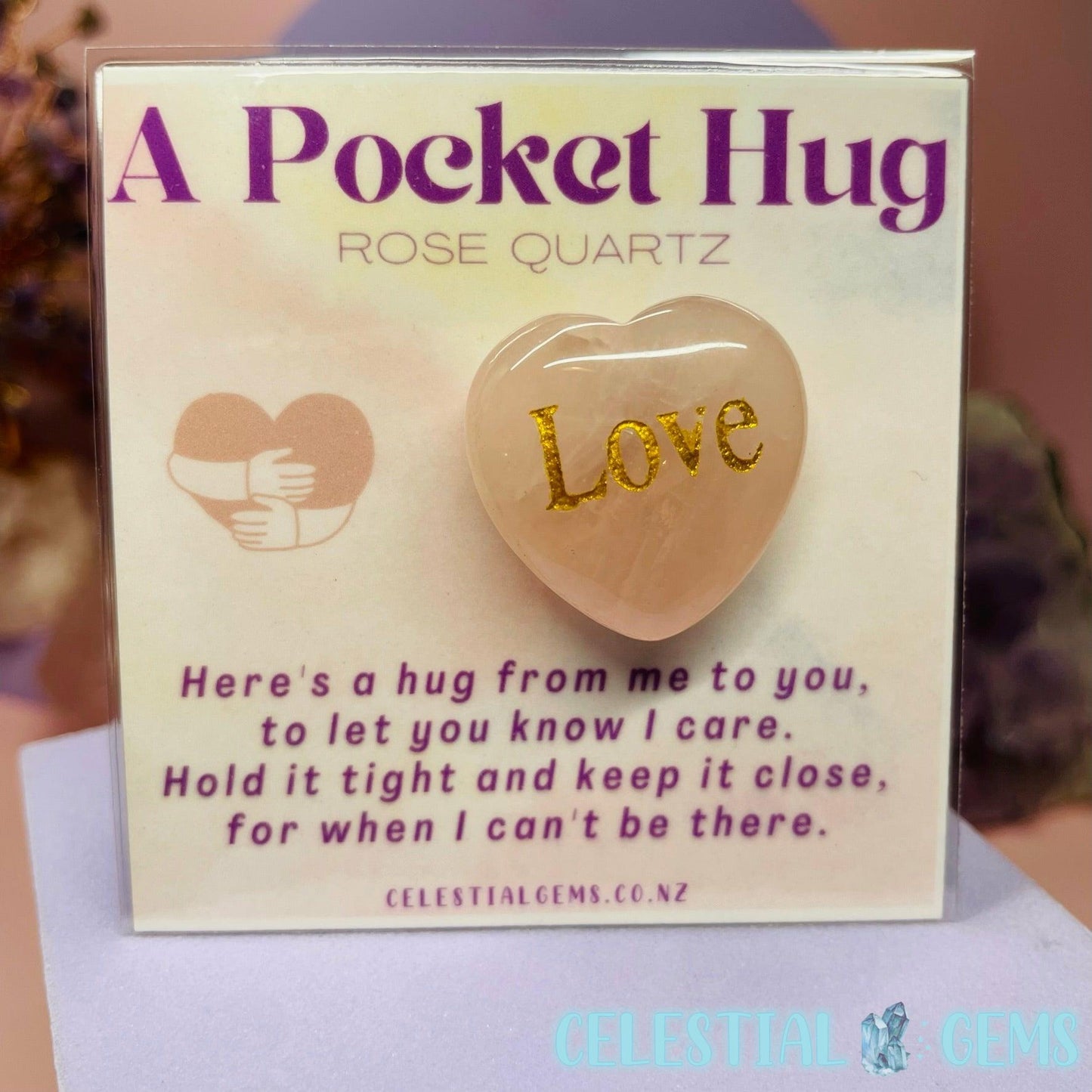 A Pocket Hug - Rose Quartz 'Love' Heart