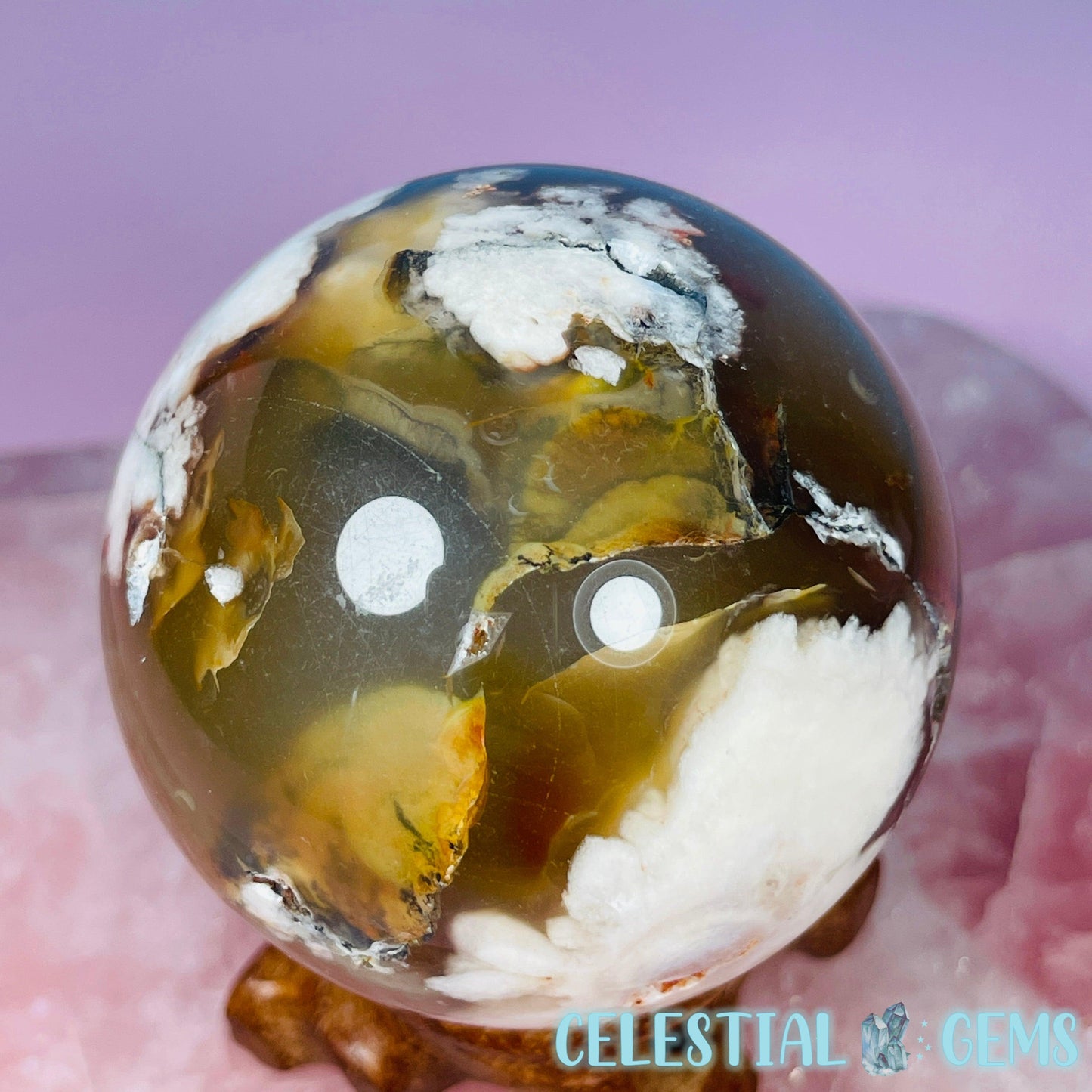 Dendritic Flower Agate Medium Sphere