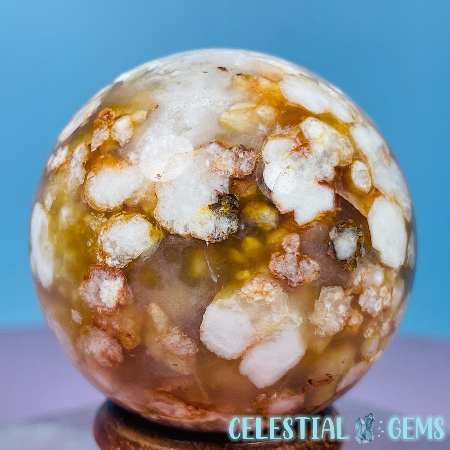 Orange Flower Agate Medium Sphere