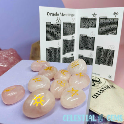 Witches Oracle Crystal Runestones - Rose Quartz (10 Stones)