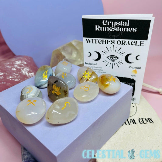Witches Oracle Crystal Runestones - Agate (10 Stones)