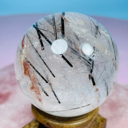 Black Tourmaline + 'Koi Fish' Iron in Clear Quartz Medium Sphere