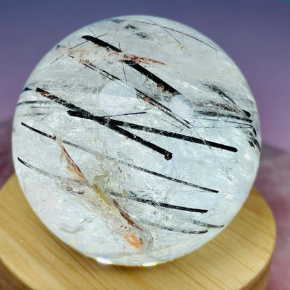 Black Tourmaline + 'Koi Fish' Iron in Clear Quartz Medium Sphere