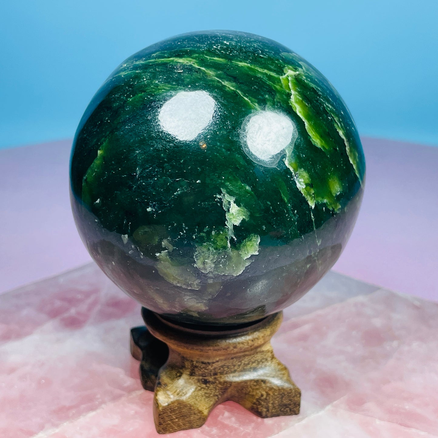 Canadian Nephrite Jade Medium Sphere (Video)
