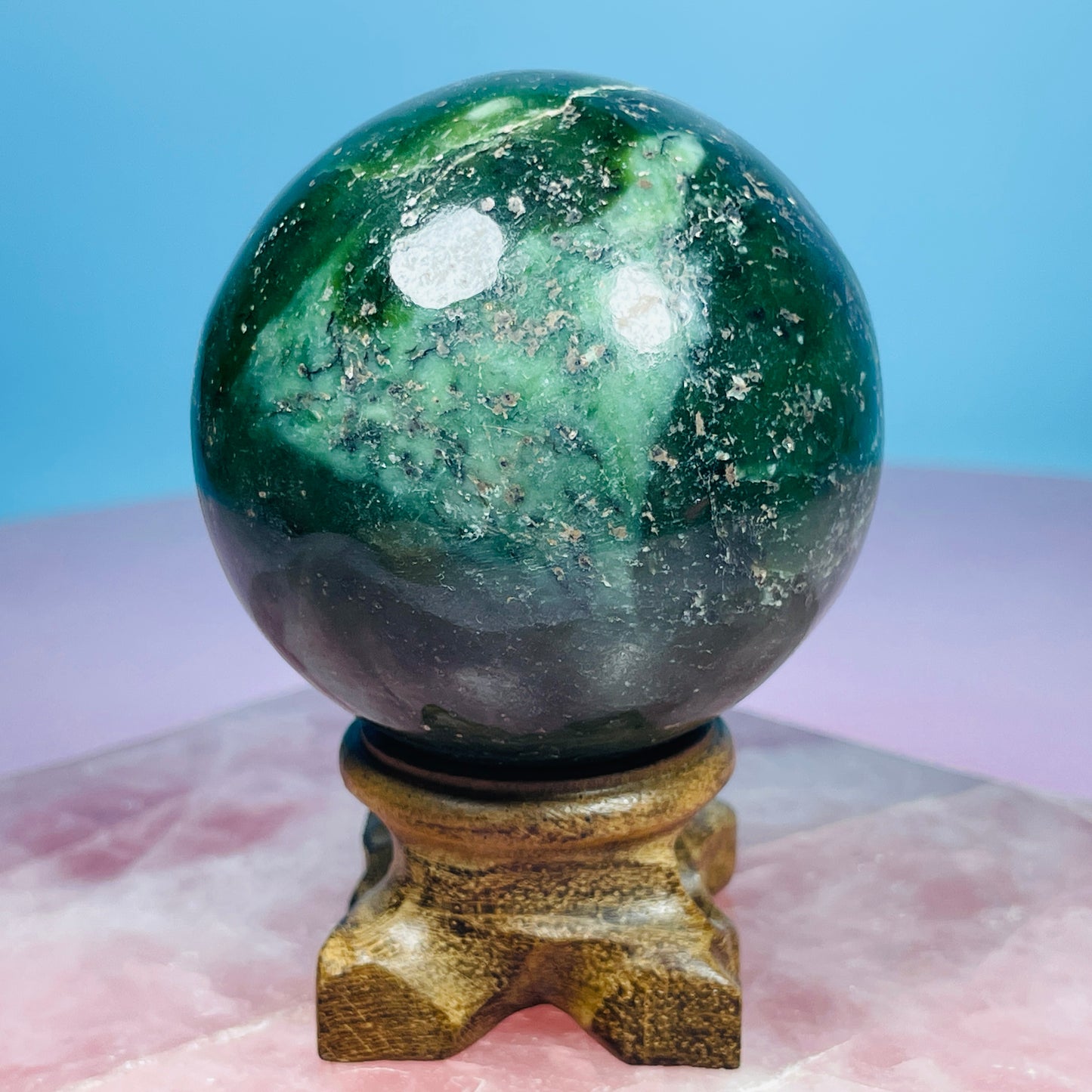 Canadian Nephrite Jade Medium Sphere (Video)