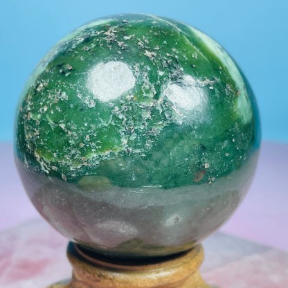 Canadian Nephrite Jade Medium Sphere (Video)