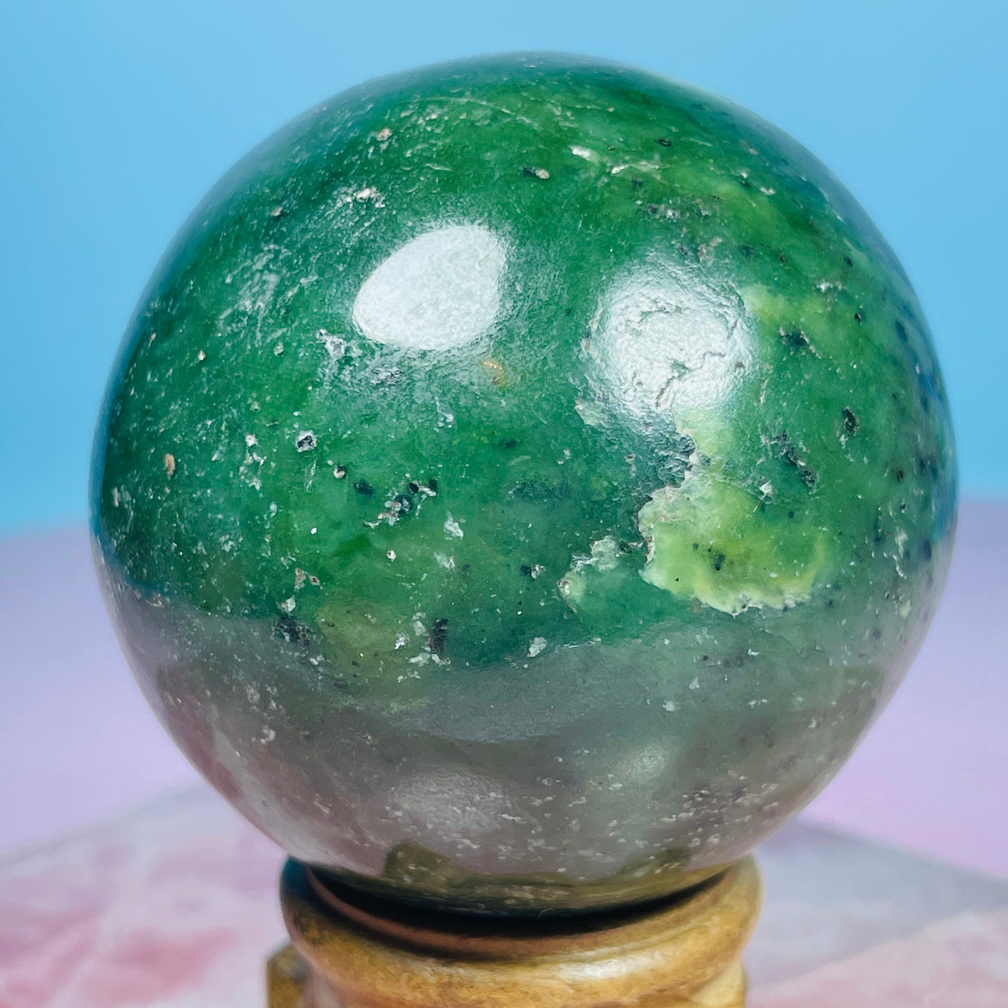 Canadian Nephrite Jade Medium Sphere (Video)