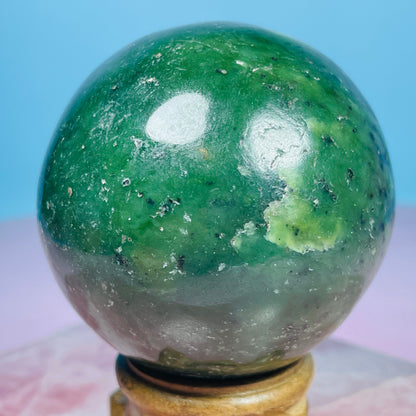 Canadian Nephrite Jade Medium Sphere (Video)