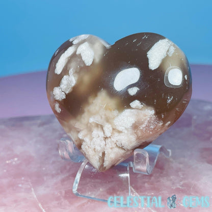 Flower Agate Heart Medium Carving