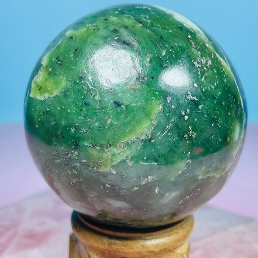 Canadian Nephrite Jade Medium Sphere (Video)