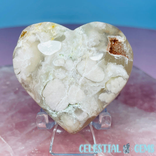 Druzy Flower Agate Heart Medium Carving