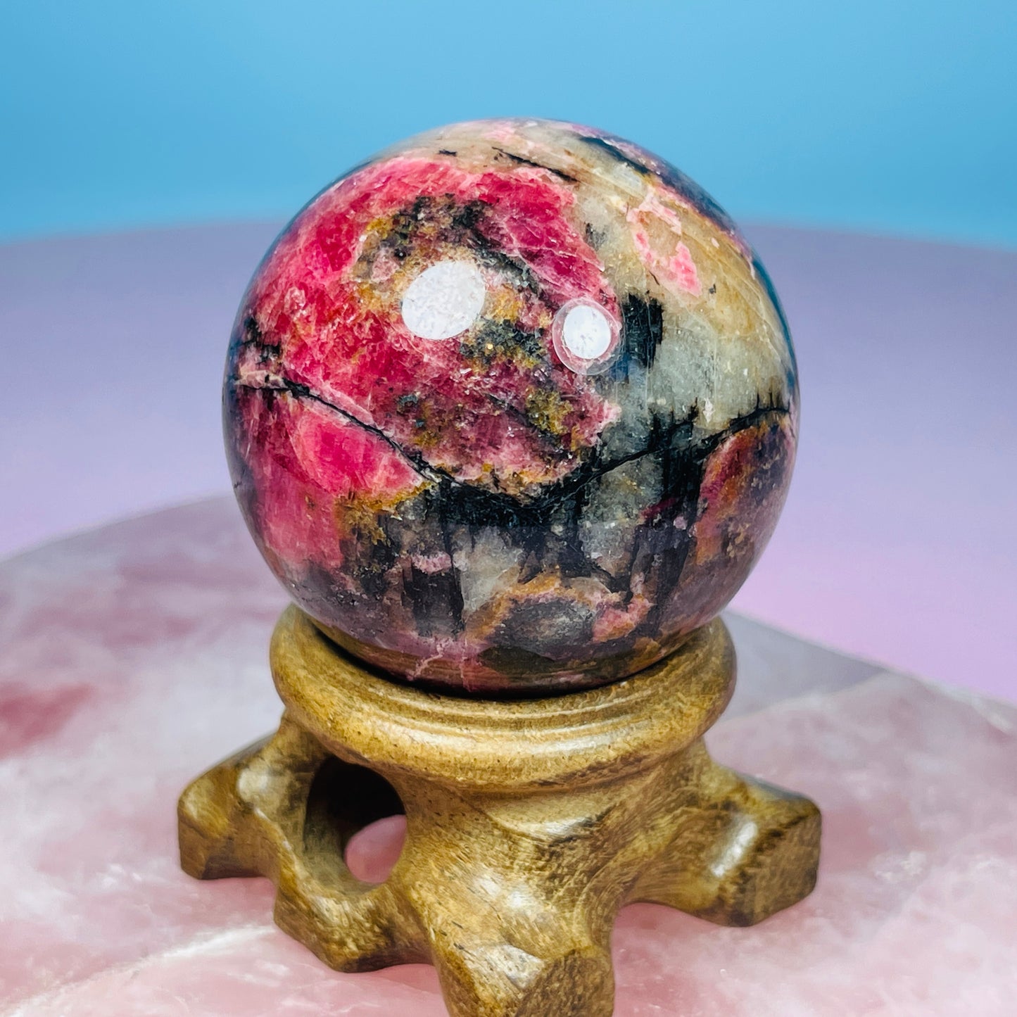 High Grade Rhodonite + Quartz Medium Sphere