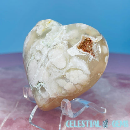 Druzy Flower Agate Heart Medium Carving