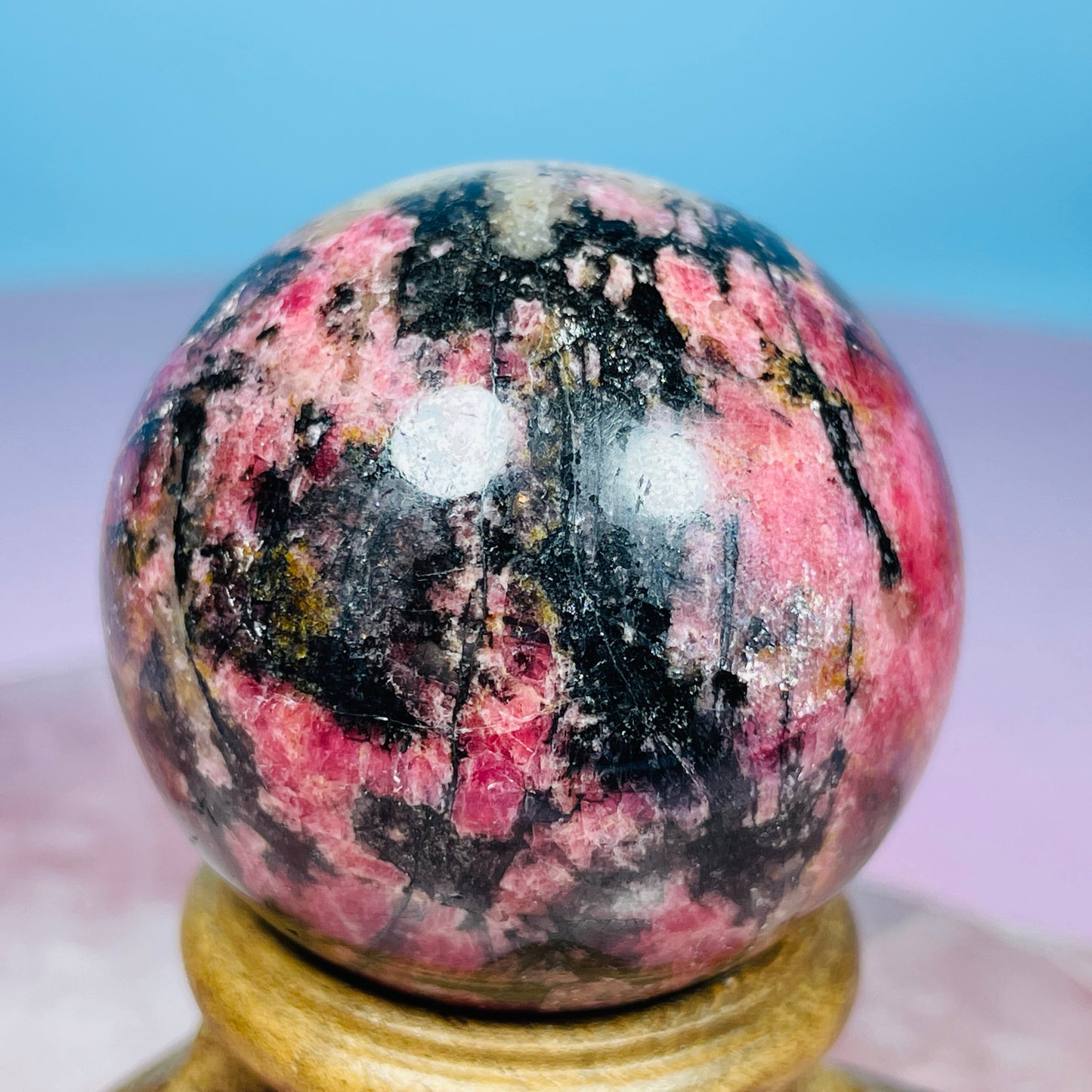 High Grade Rhodonite + Quartz Medium Sphere