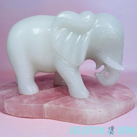 White Jade Elephant Large Carving B