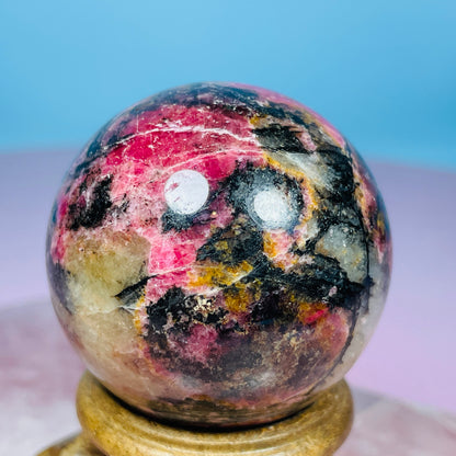 High Grade Rhodonite + Quartz Medium Sphere