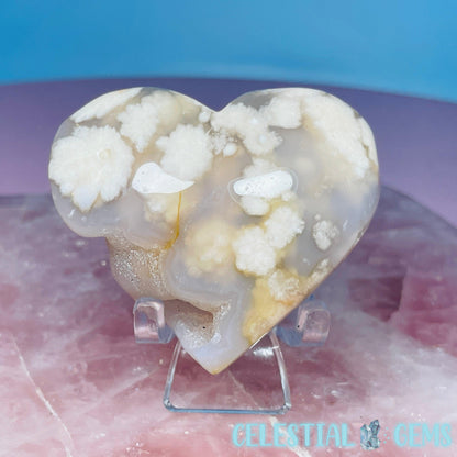 Druzy Flower Agate Heart Medium Carving