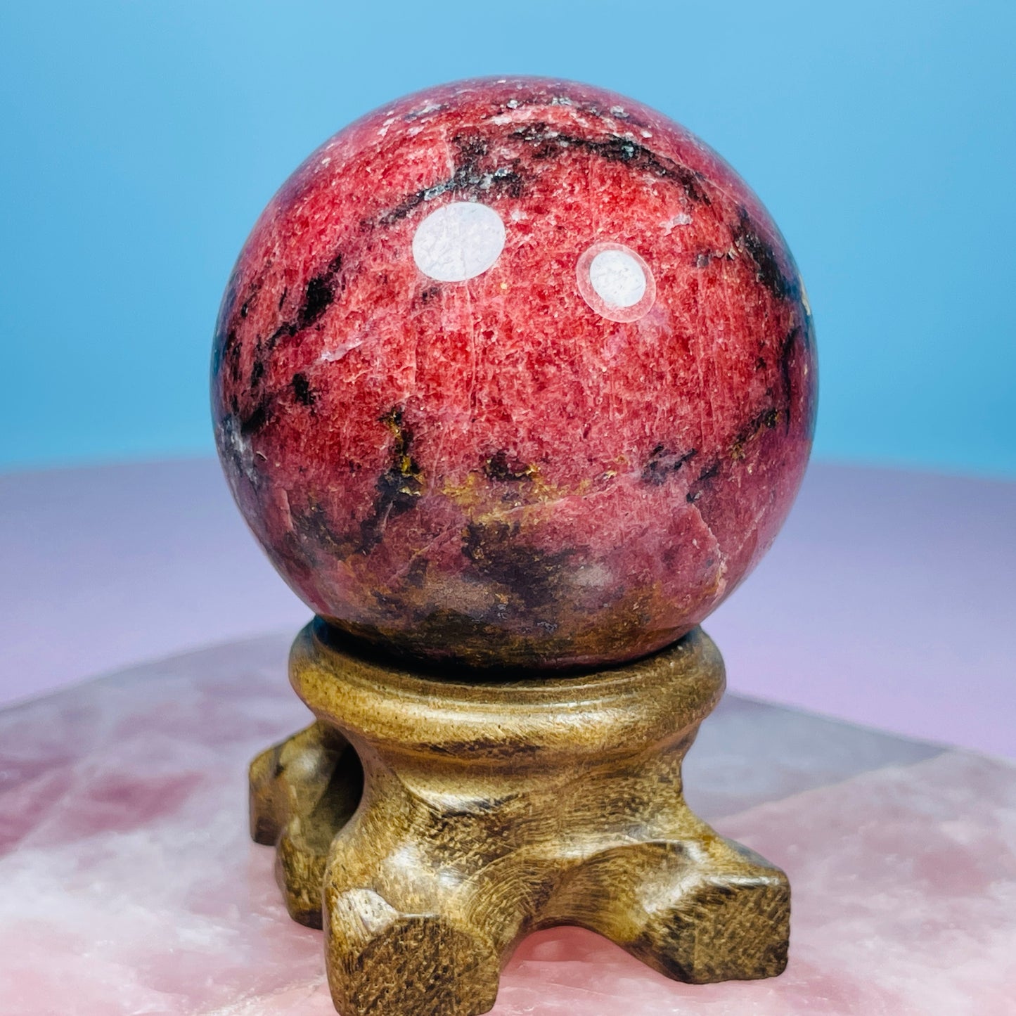 High Grade Rhodonite + Quartz Medium Sphere