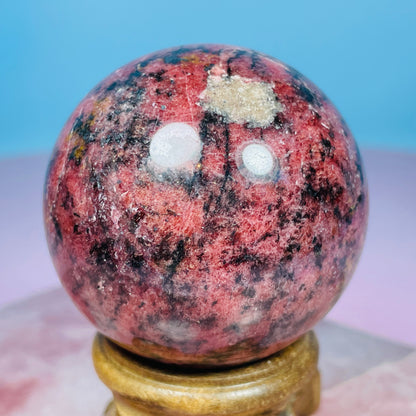 High Grade Rhodonite + Quartz Medium Sphere
