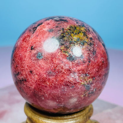 High Grade Rhodonite + Quartz Medium Sphere