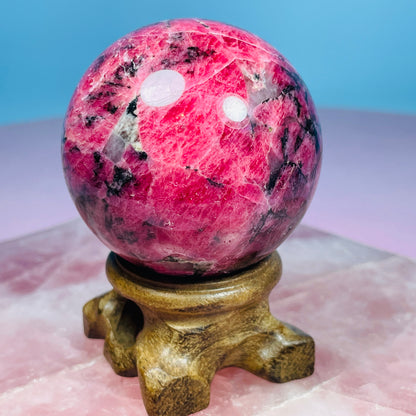 High Grade Rhodonite + Quartz Medium Sphere