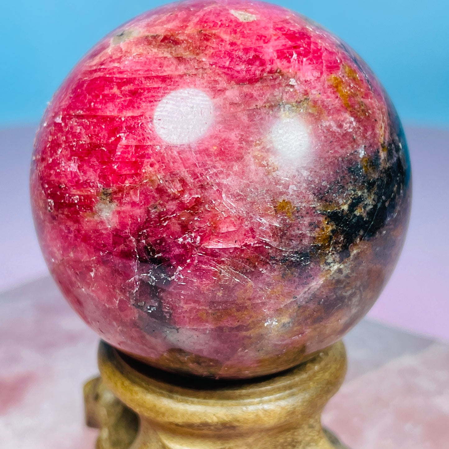 High Grade Rhodonite + Quartz Medium Sphere