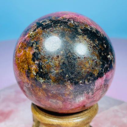 High Grade Rhodonite + Quartz Medium Sphere