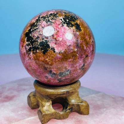 High Grade Rhodonite + Quartz Medium Sphere