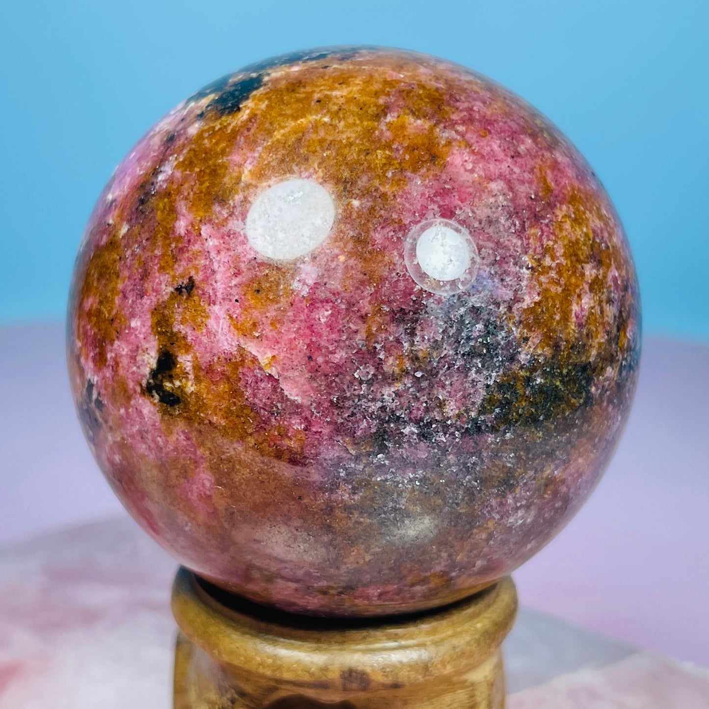 High Grade Rhodonite + Quartz Medium Sphere
