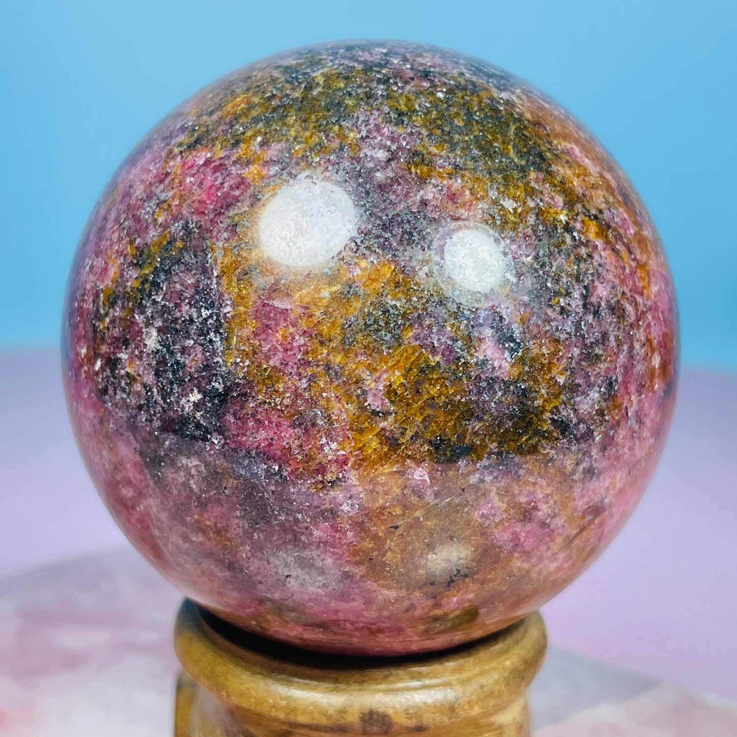 High Grade Rhodonite + Quartz Medium Sphere