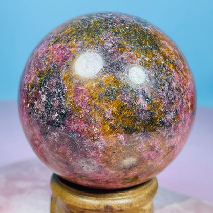 High Grade Rhodonite + Quartz Medium Sphere