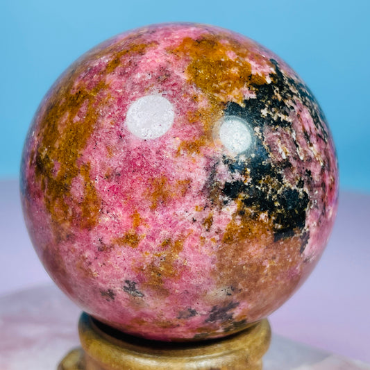 High Grade Rhodonite + Quartz Medium Sphere