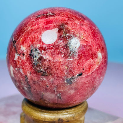 High Grade Rhodonite + Quartz Medium Sphere